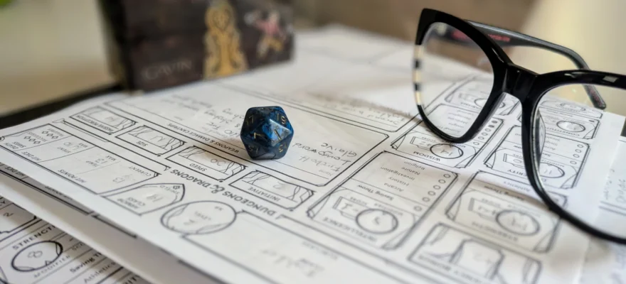 Hoja de personaje de D&D y 1d20